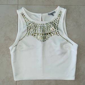 White Halter Neck Crop Top